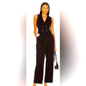 NWT black Free People Gabbie vest pants suit